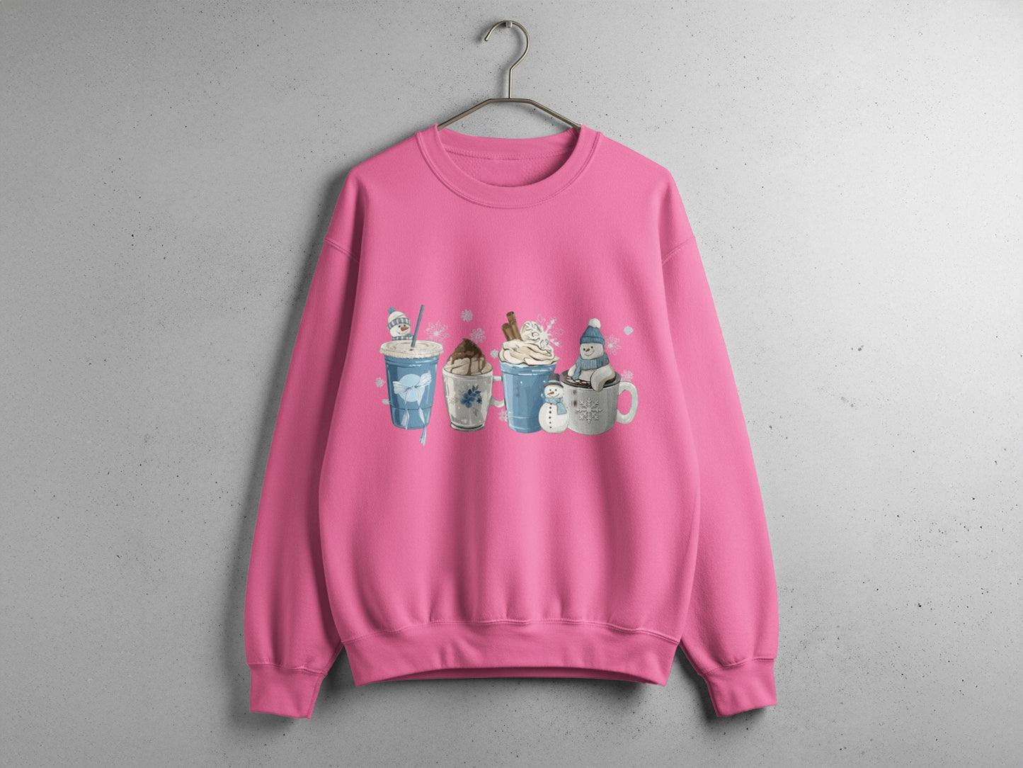 Cute Winter Drinks on Pink Sweater for Sale