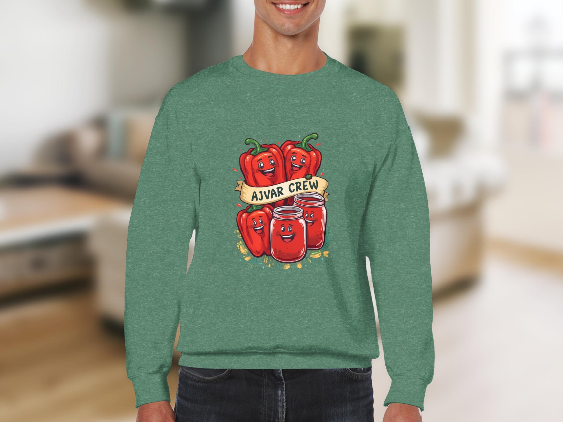 Ajvar Crew Sweatshirt with Fun Pepper Print product