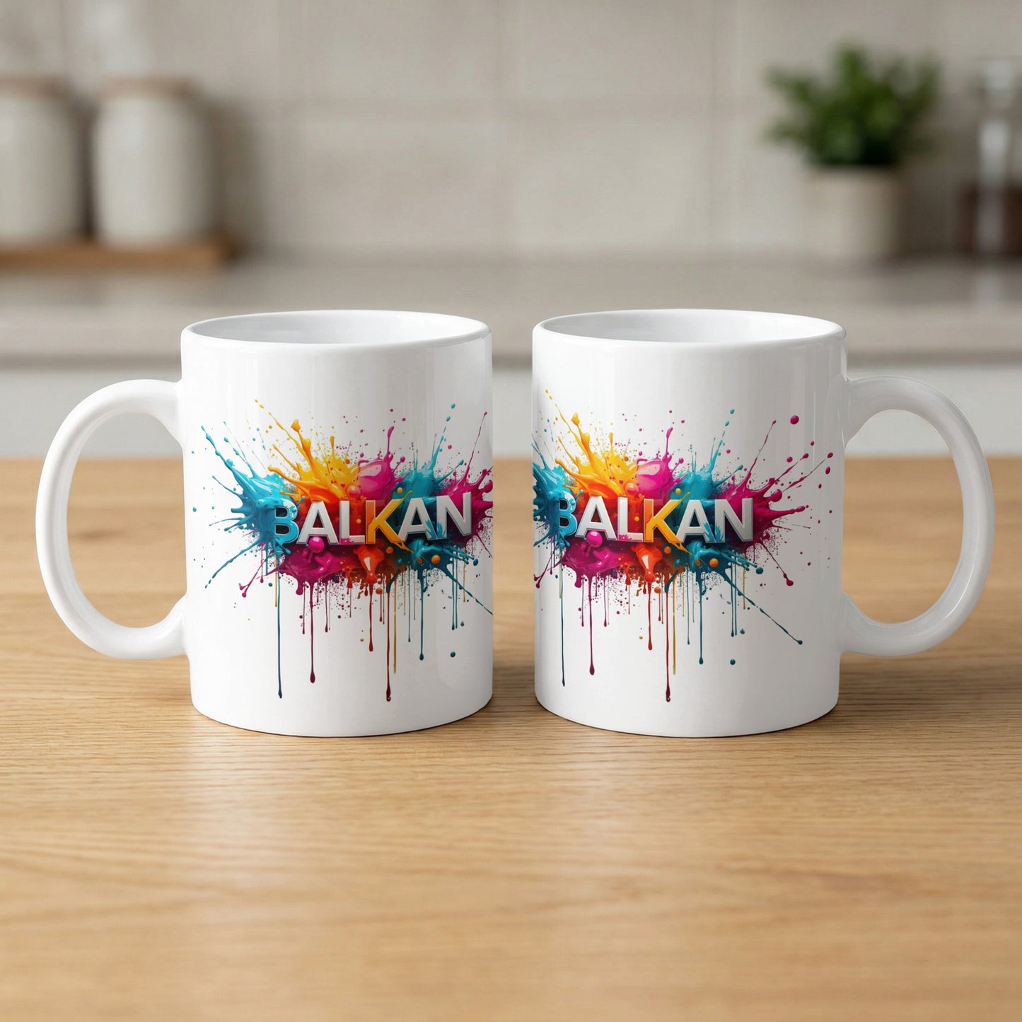 Balkan Colorful Paint Splatter White Mug product type