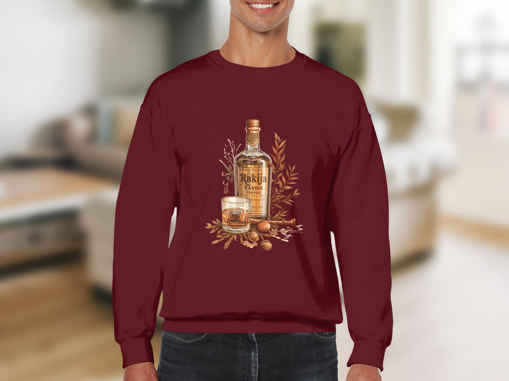 Rakija Taster Bottle and Glass Graphic Sweatshirt product
