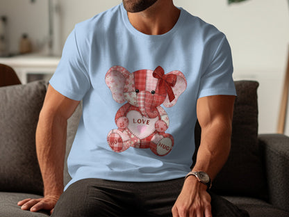 Adorable Elephant with Love Hug Design T-shirt