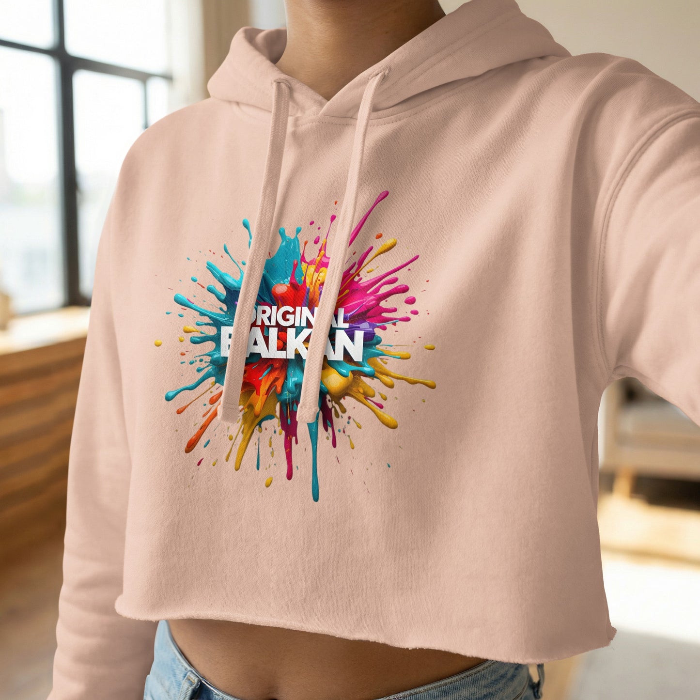 Light Pink Original Balkan Paint Splash Crop Hoodie product type