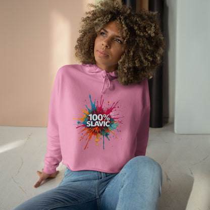 Pink 100% Slavic Colorful Splat Crop Hoodie product type