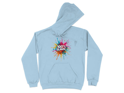 100% SLAVIC Colorful Paint Splatter Blue Hoodie product type