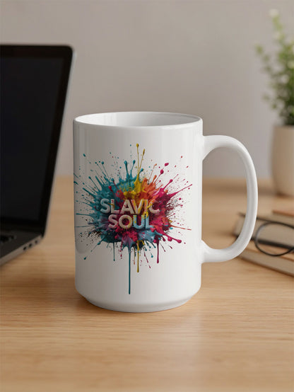 SLAVIC SOUL Colorful Paint Splatter Design Mug product type