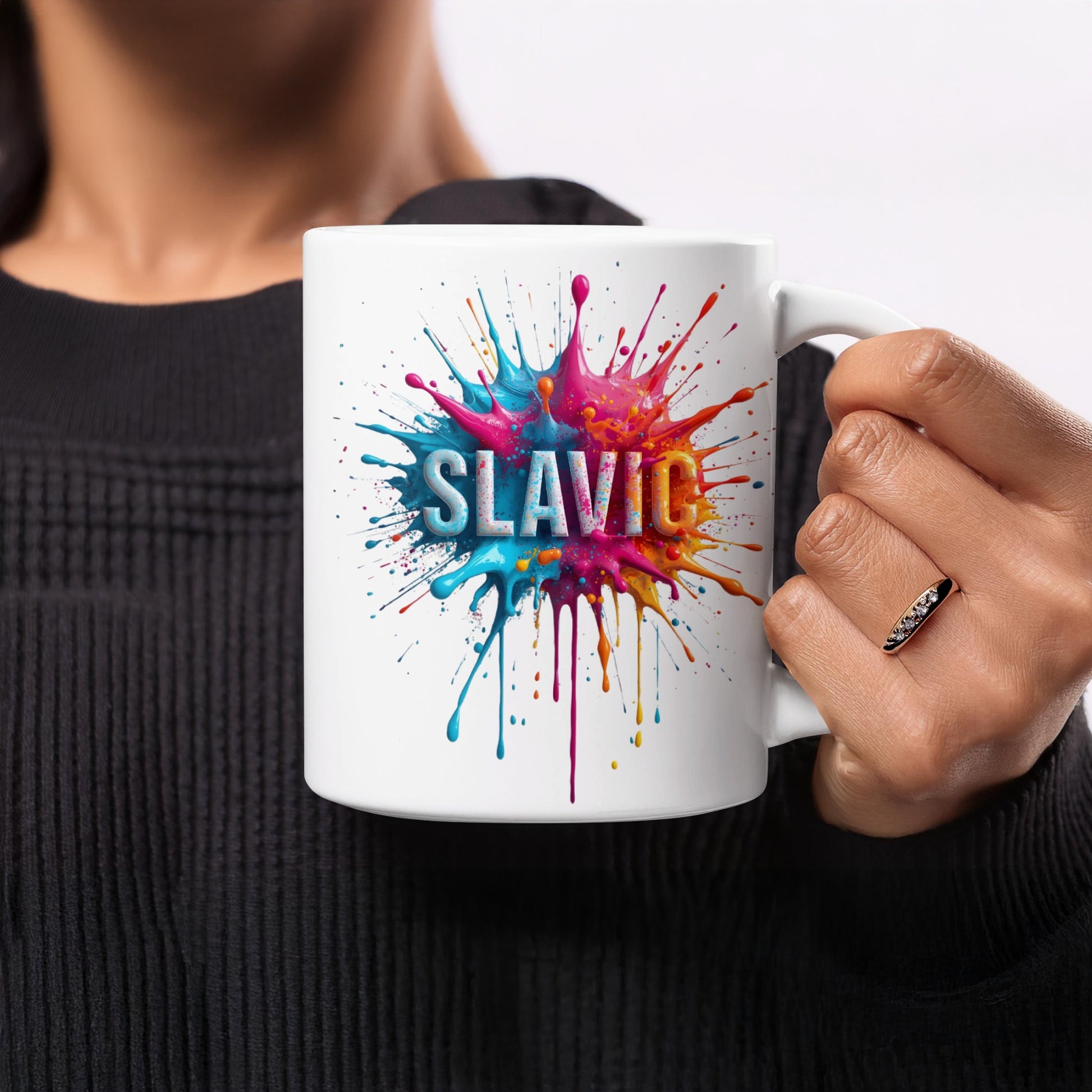 Colorful Paint Splash Slavic Word Design Mug product type