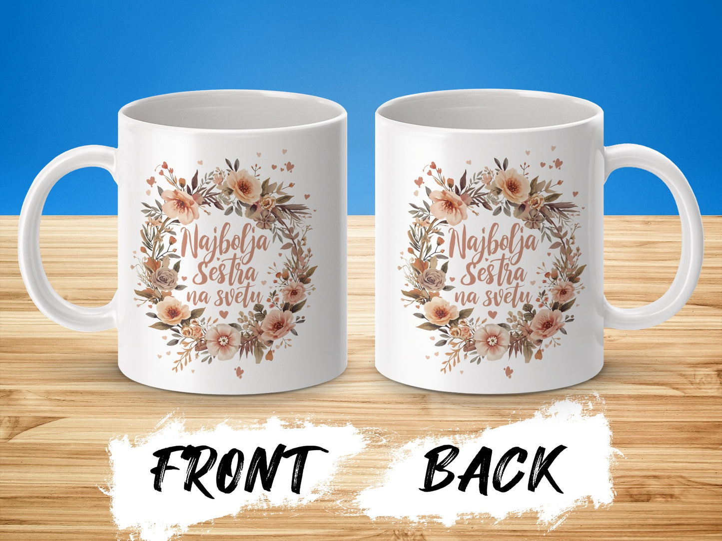 Najbolja sestra na svetu floral mug gift for sisters