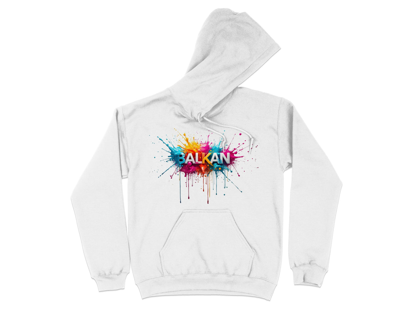 Balkan Colorful Paint Splatter White Hoodie product type