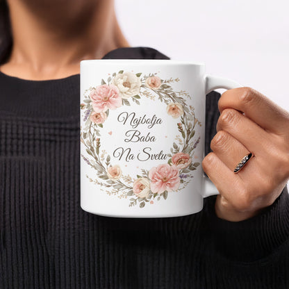 Best Grandma in the World Floral Mug Gift Idea