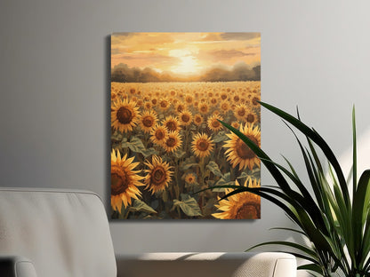 Beautiful Sunflower Field Sunset Art Wall Decor product