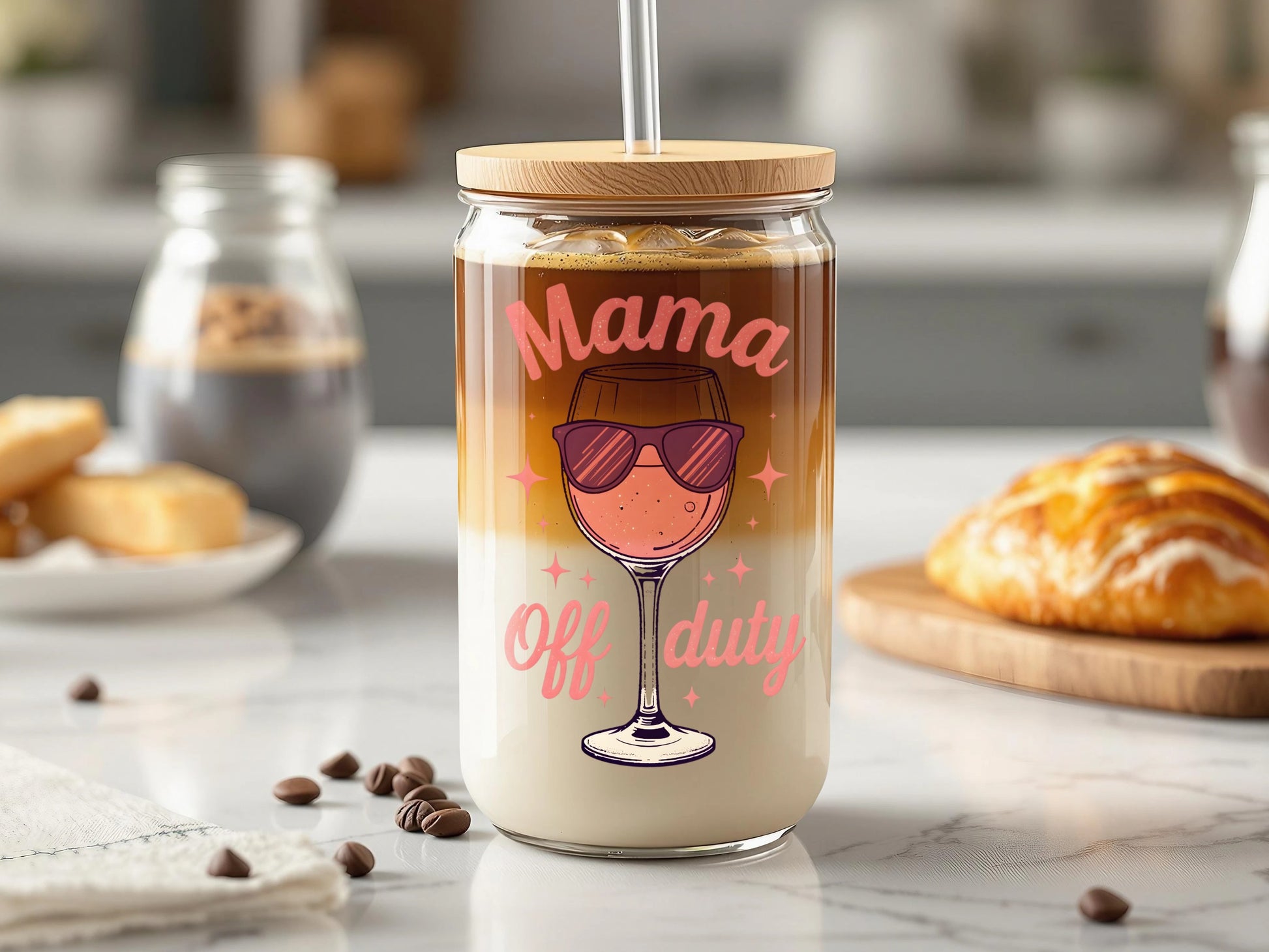 Mama Off Duty Coffee Tumbler with Straw and Lid