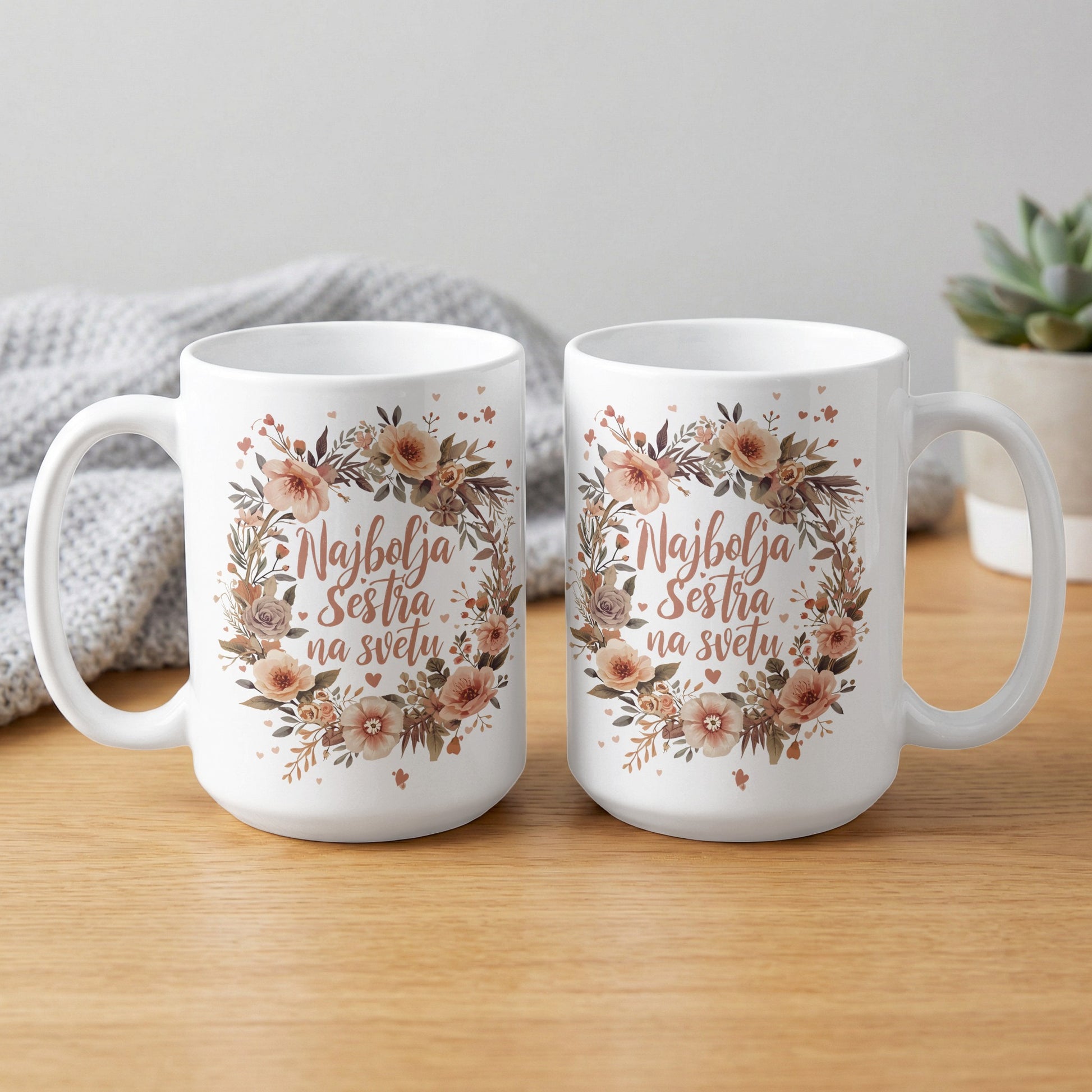 Najbolja Sestra Na Svetu Floral Mug Set