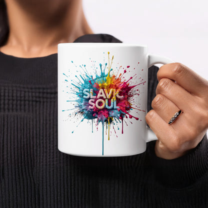 Slavic Soul colorful paint splatter mug