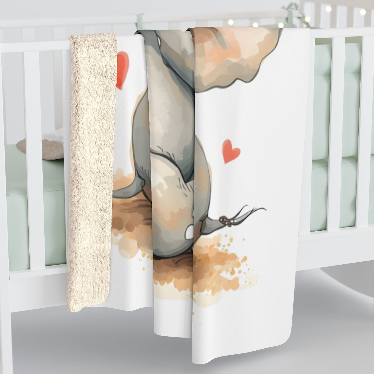 Adorable Elephant and Hearts Baby Blanket Product