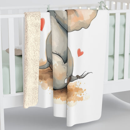 Adorable Elephant and Hearts Baby Blanket Product