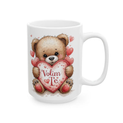 Cute Bear Holding Heart with Volim Te Message Mug