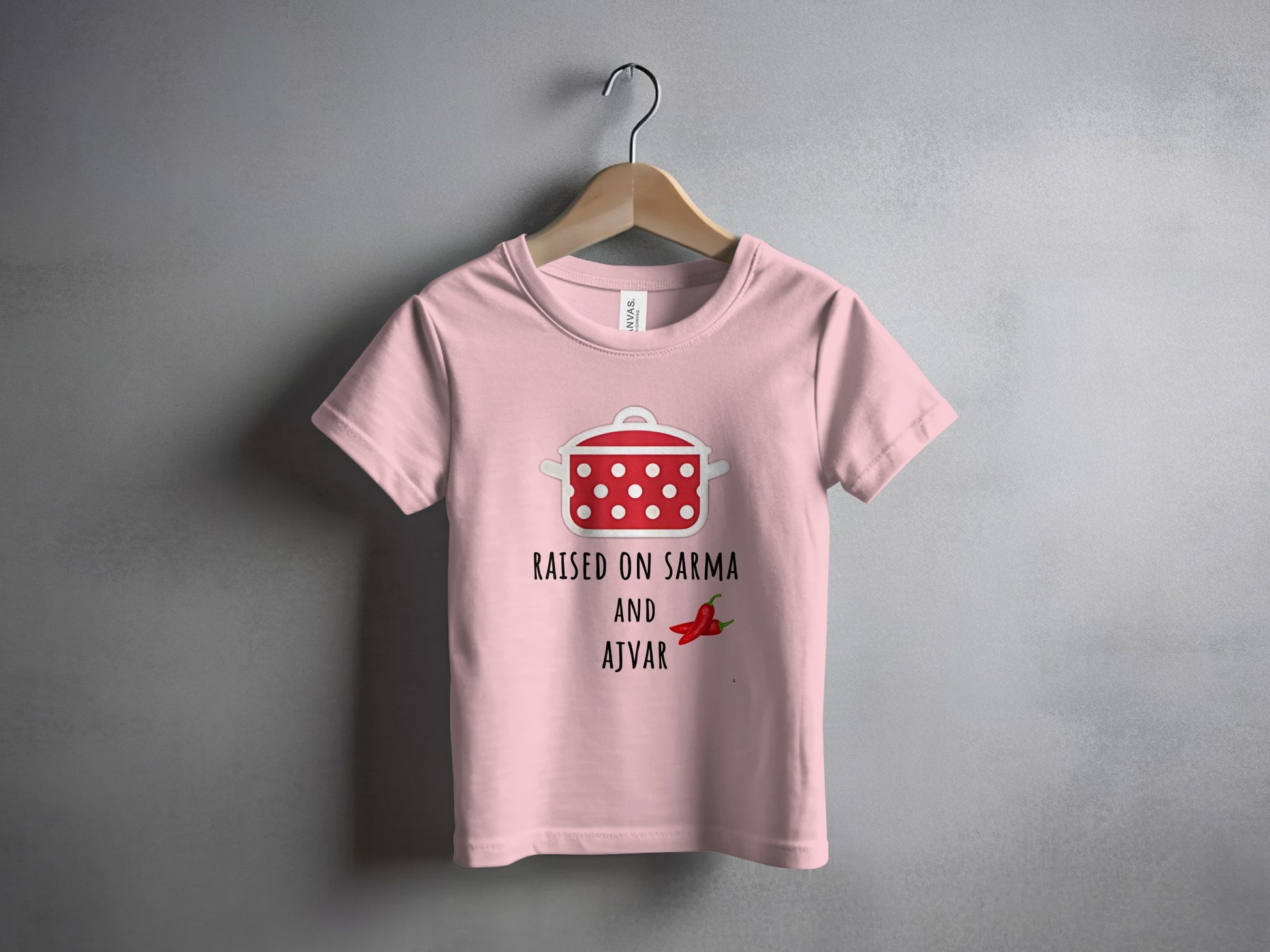 Raised on Sarma and Ajvar graphic t-shirt product type