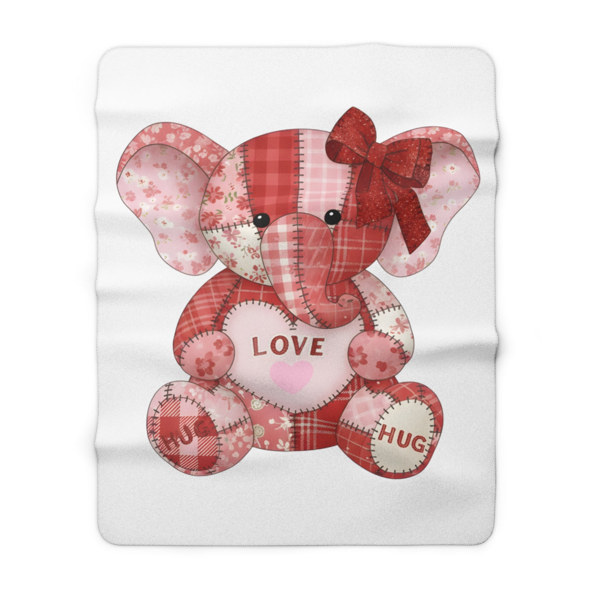 Cute Elephant with Love and Hug Patch Blanket