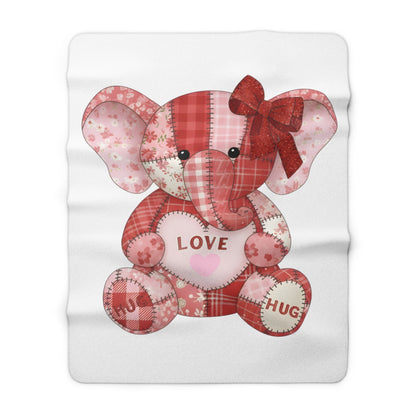 Cute Elephant with Love and Hug Patch Blanket