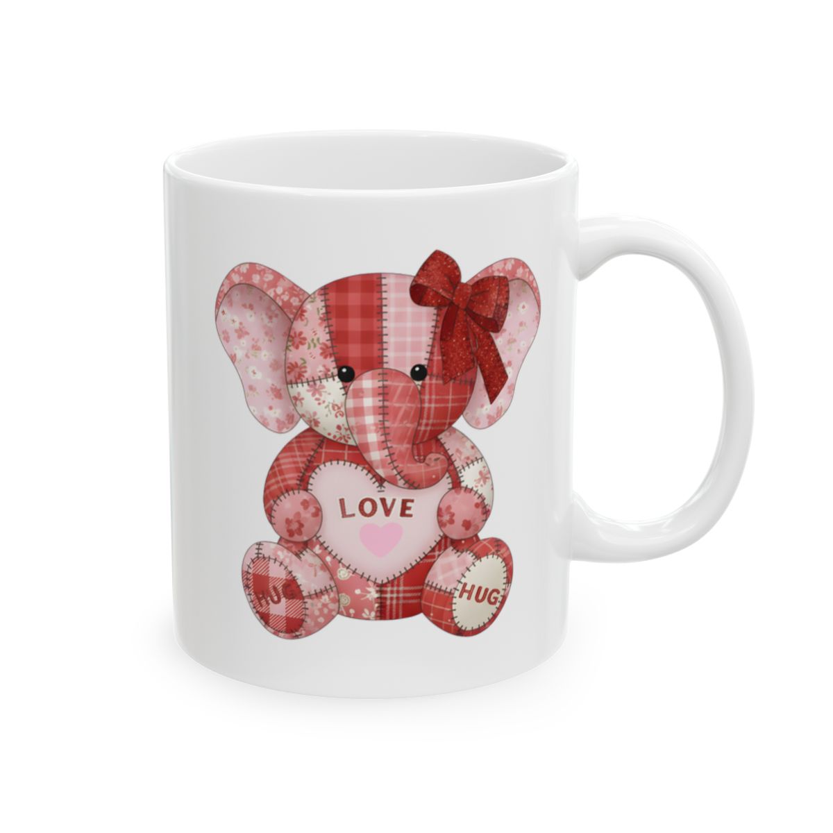 Cute Patchwork Elephant Design Love Hug Mug