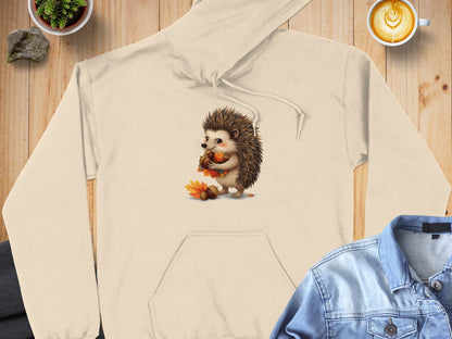 Cute Hedgehog Holding Fall Leaves Hoodie product