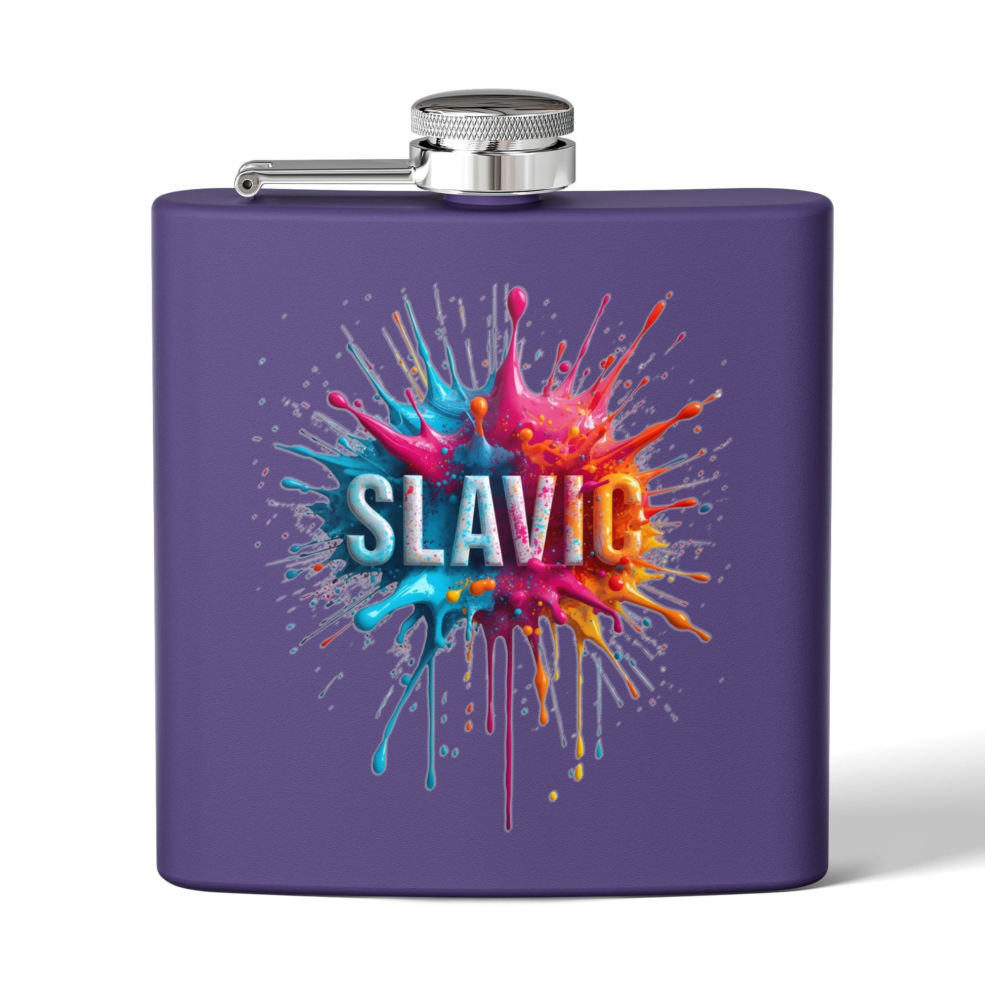 Purple SLAVIC Splatter Design Flask product type