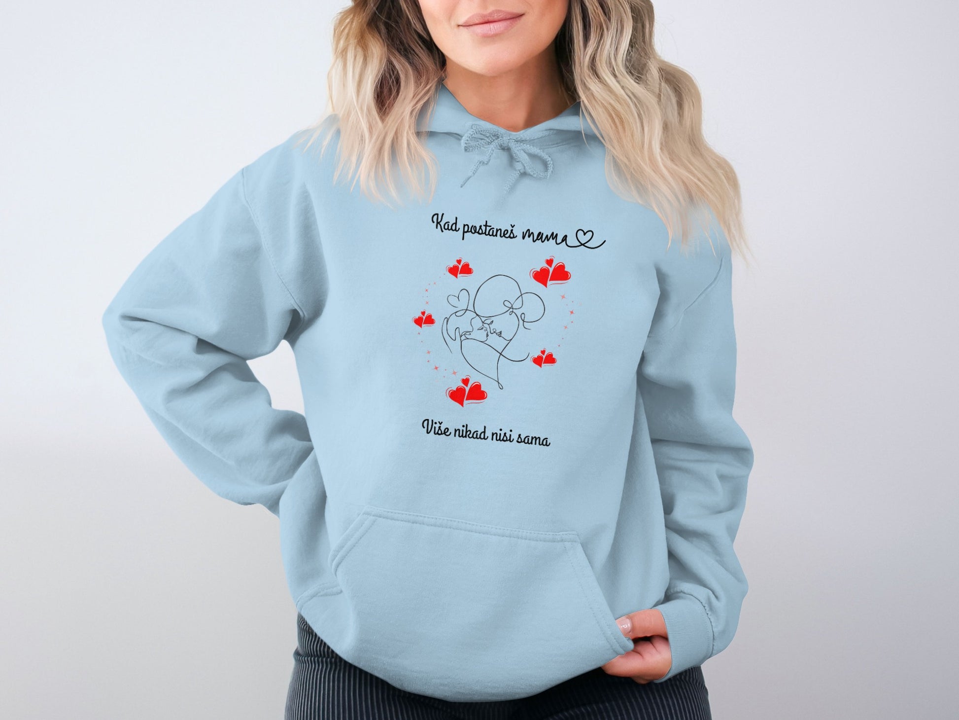 Heart and Flowers Print Blue Hoodie product