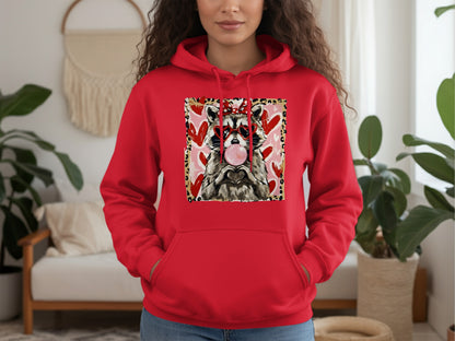 Cute Raccoon with Sunglasses and Bubblegum Hoodie