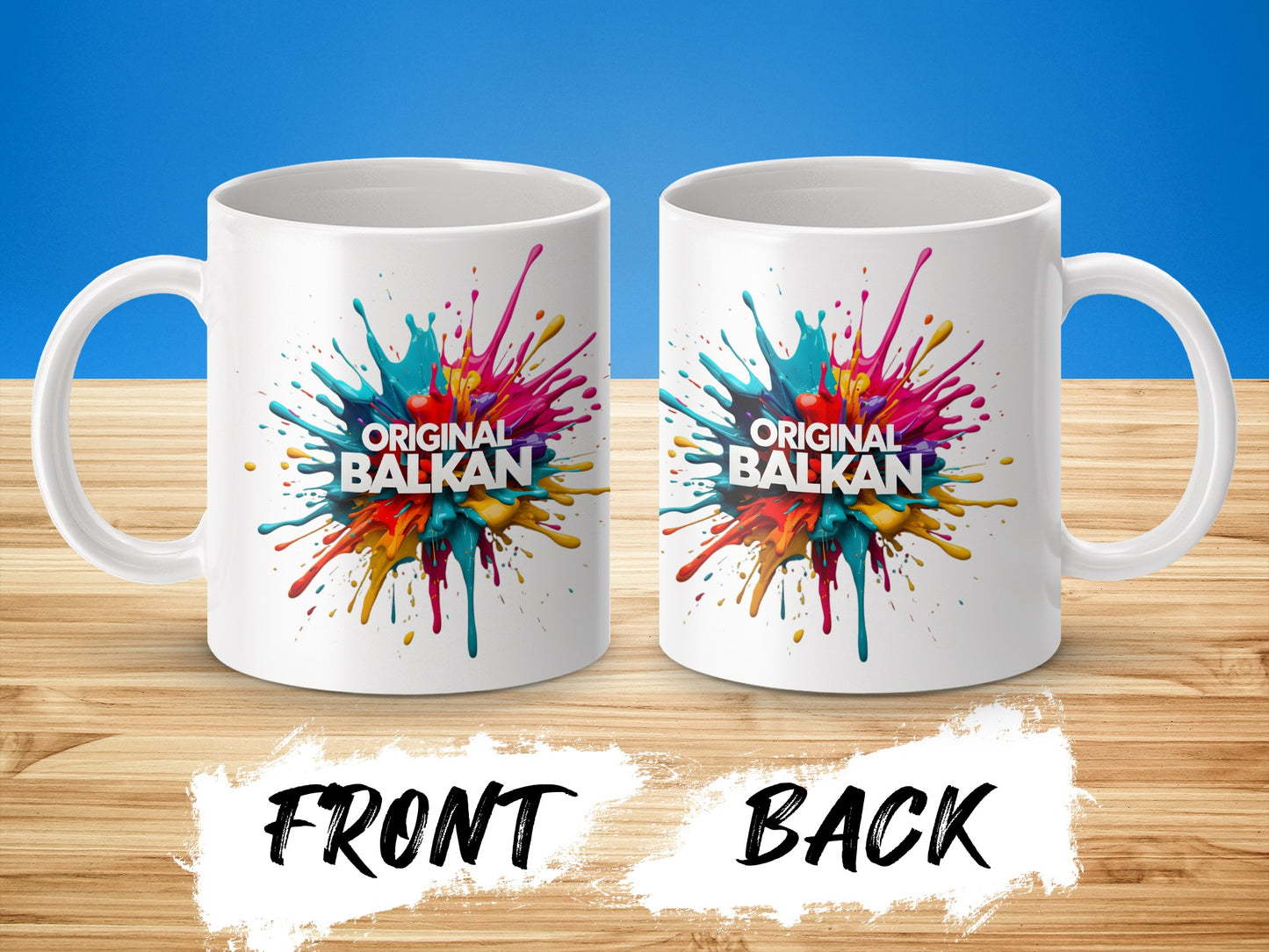 ORIGINAL BALKAN Colorful Splash Design White Mug product type
