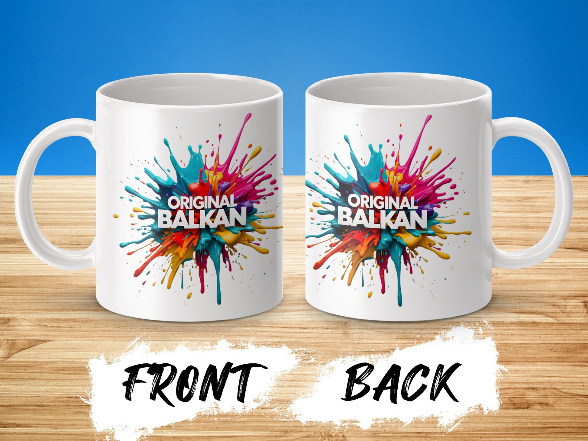 ORIGINAL BALKAN Colorful Splash Design White Mug product type