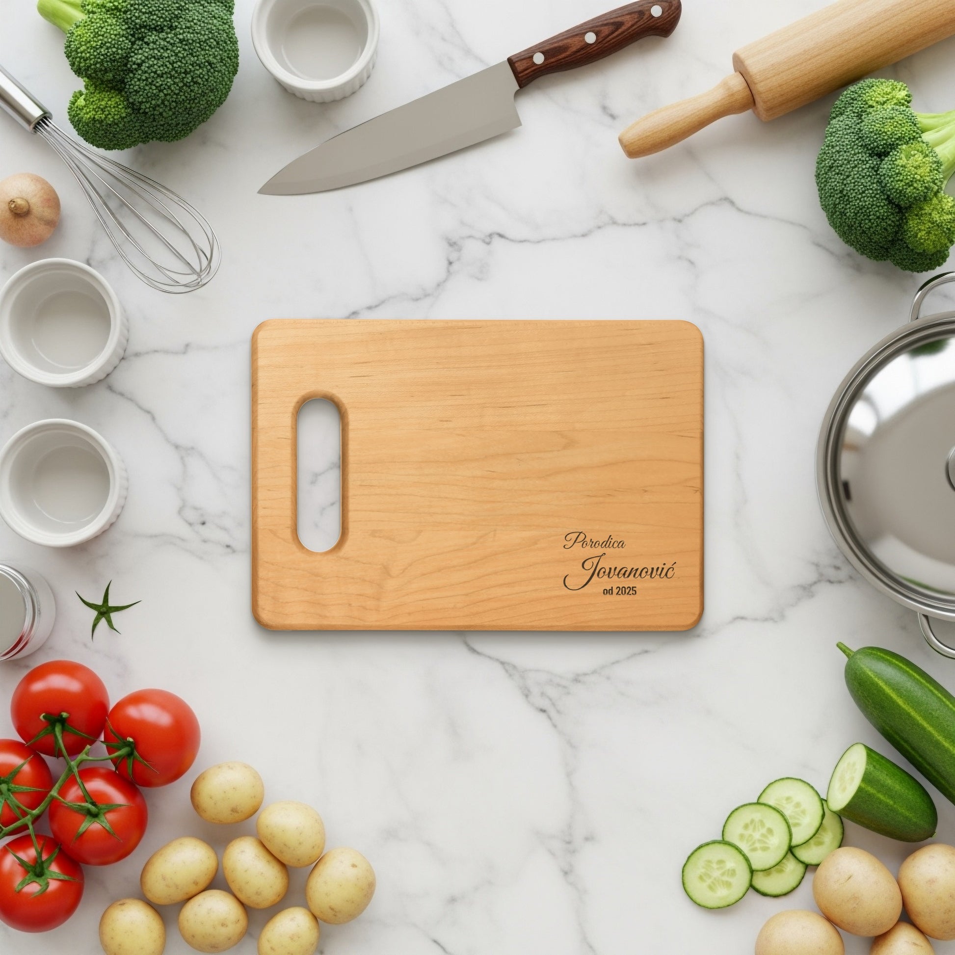 Personalized Cutting Board with Family Name Established Design