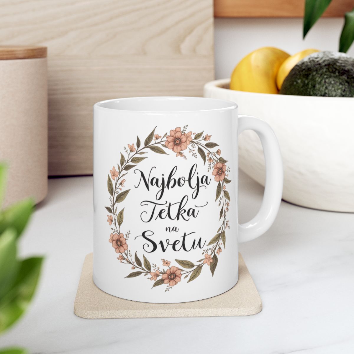 Najbolja Tetka na Svetu Flower Wreath Mug