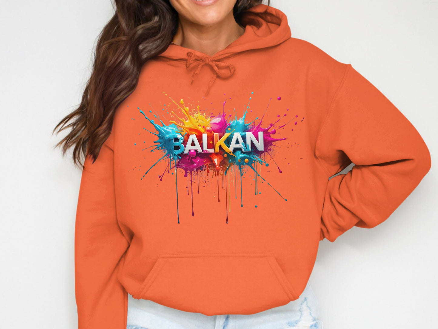 Orange BALKAN Colorful Paint Splatter Hoodie product type