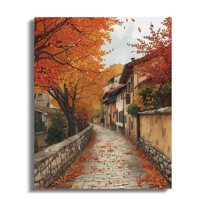 Autumn Leaves Lined Pathway Art Print product type
