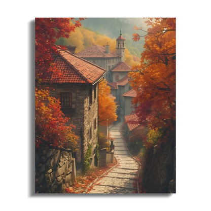 Scenic Cobblestone Village Path Wall Art product type