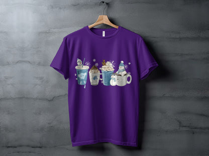 Cozy Winter Beverages Printed T-Shirt