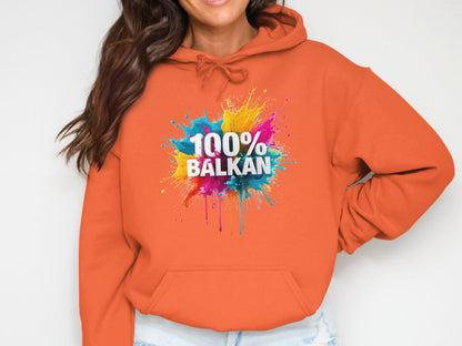 100% BALKAN Colorful Splash Design Orange Hoodie product type