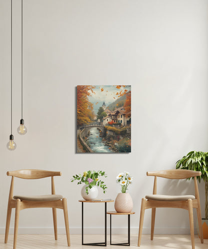 Beautiful European Village Autumn Canvas product