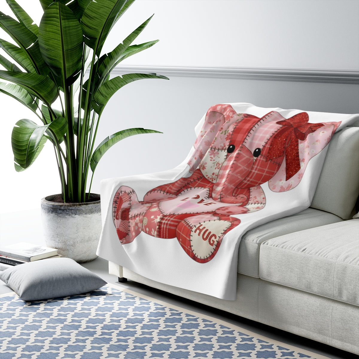 Cozy Red Plaid Elephant Throw Blanket Home Decor