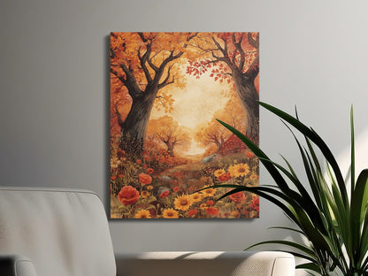 Autumn Forest Scenery Wall Art with Sunflowers product