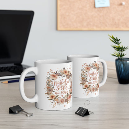 Najbolja Sestra Na Svetu Gift Mug with Floral Design