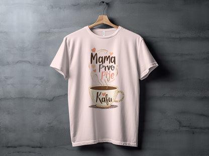 Mama Pije Kafu Heart Design White T-Shirt Product