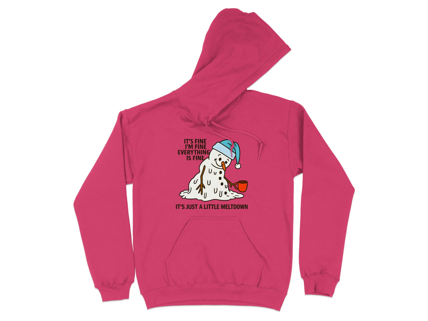 Funny It's Fine I'm Fine Hoodie With Melting Dog Print