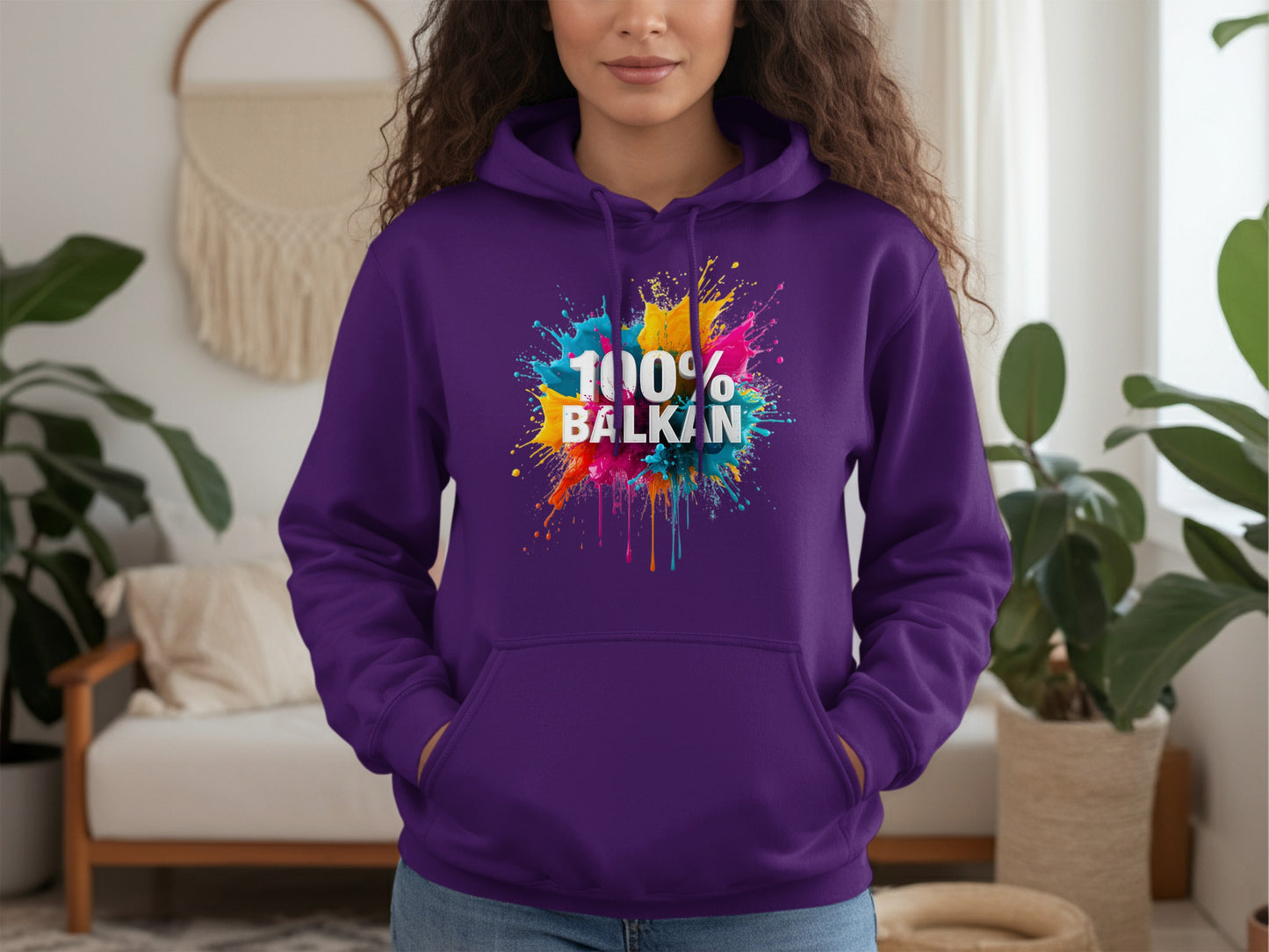 Purple hoodie colorful splash 100% BALKAN product type