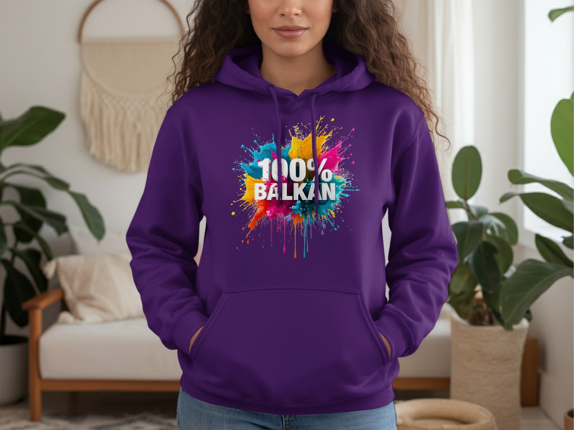 Purple hoodie colorful splash 100% BALKAN product type