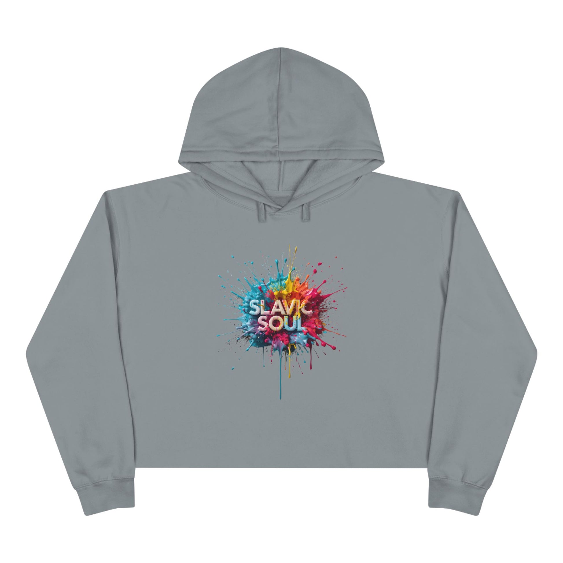 Grey Cropped Hoodie Slavic Soul Paint Splash product type