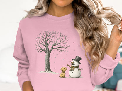 Snowman and Puppy with Winter Tree Shirt