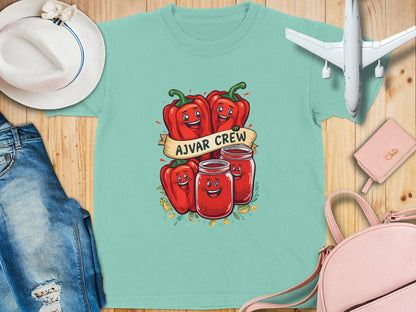 Ajvar Crew Cute Cartoon Peppers Light Green Shirt product