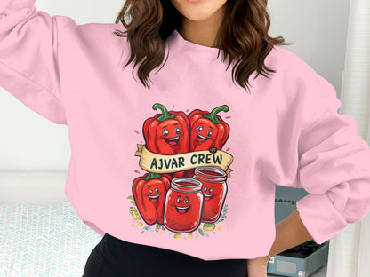 Ajvar Crew Fun Peppers and Jars Design Sweatshirt product type