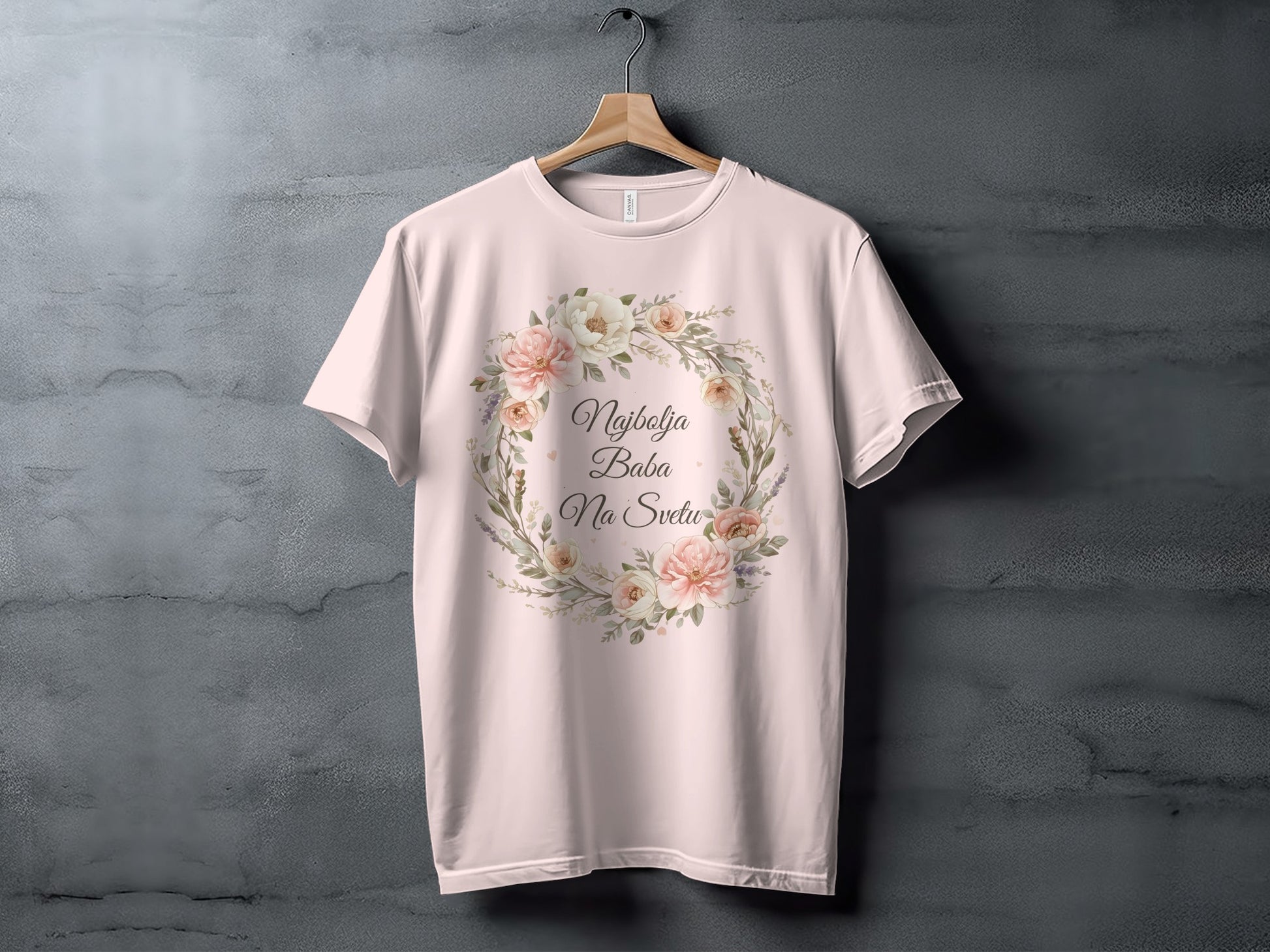 Najbolja Baba Na Svetu Floral Wreath Design Shirt